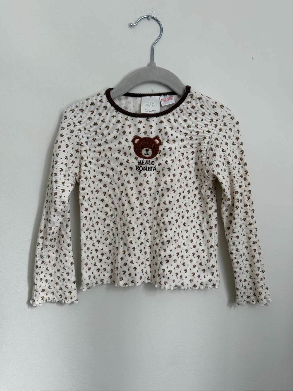 Zara Floral Ribbed Long-Sleeve (Size 4)